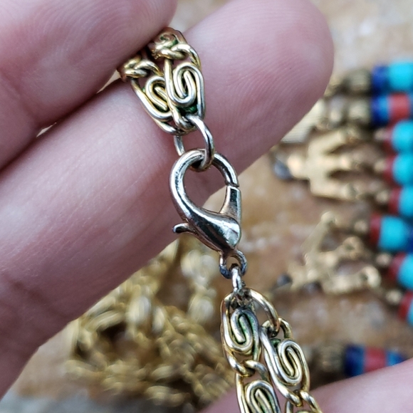 Vtg Egyptian Revival Pharoah Phoenix Necklace Set - Picture 13 of 13